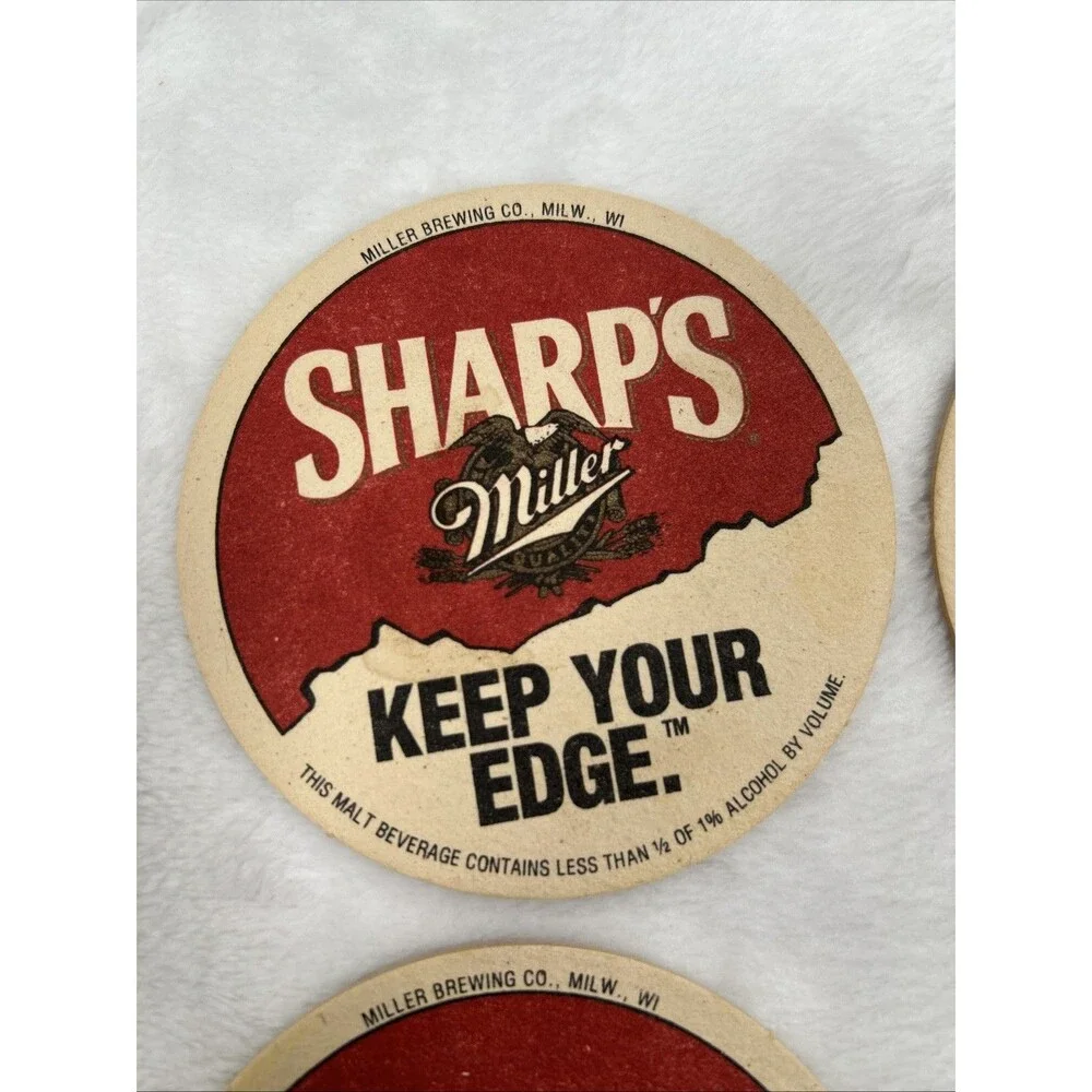 Vintage Miller’s Sharp Round Beer Coaster 4 Inch Keep Your Edge Bundle Of 4